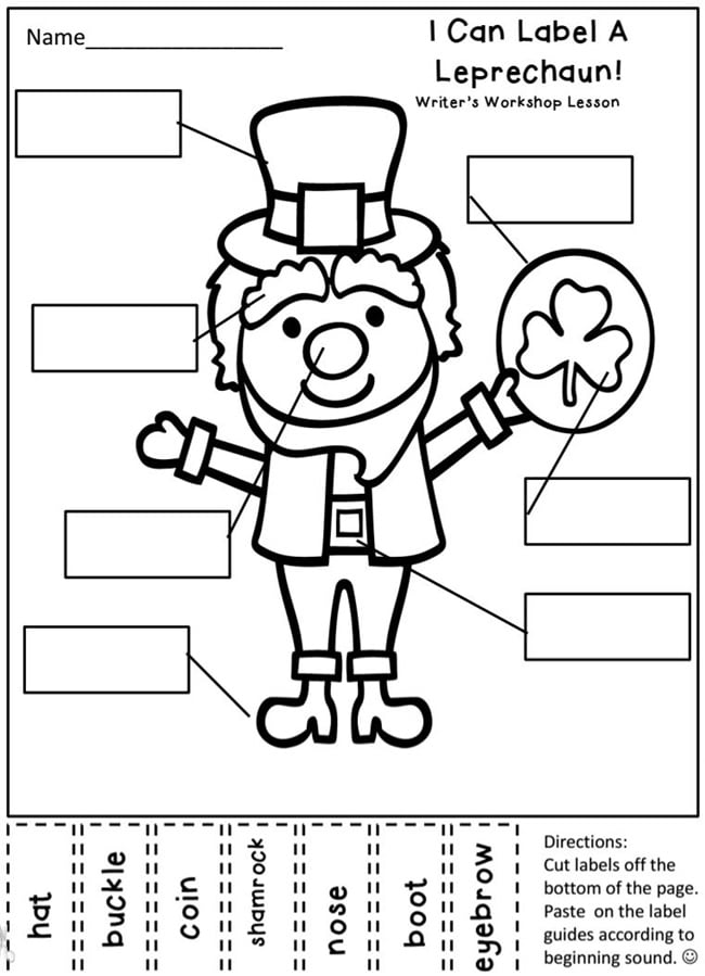 29 Zany St. Patrick's Day Learning Resources - Label a Leprechaun - Teach Junkie