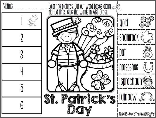 29 Zany St. Patrick's Day Learning Resources - St. Patrick's Day ABC Order Cut and Paste Printable - Teach Junkie